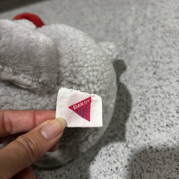 Dakin French Poodle Dog Grey Plush 8in Red Wool Beret Lying 1987 Tush Tag Korea - Picture 6 of 9